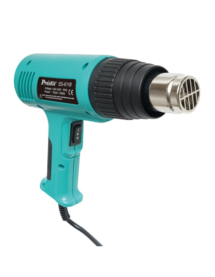 Proskit SS-611B Hot Air Gun 1500W Dual Temperature, Ceramic Heater & Double Insulated with Carry Case