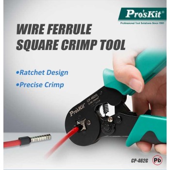 Proskit Crimping Tool Wire Ferrule Square Crimp 175mm CP-462G