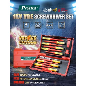 Proskit SD-V861 VDE Insulated Screwdriver Set of 13 pcs & Carry Case Proskit SD-V861 VDE Insulated Screwdriver Set of 13 pcs & Carry Case