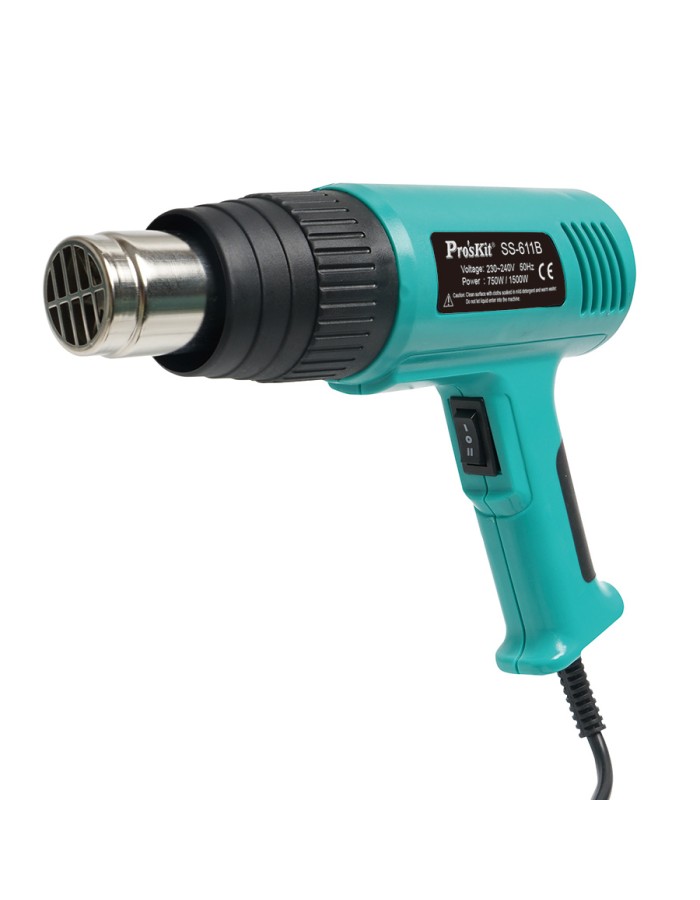 Proskit SS-611B Hot Air Gun 1500W Dual Temperature, Ceramic Heater & Double Insulated with Carry Case