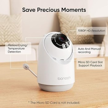 Bonoch BBM04 Portable Baby Monitor 5.5'' 1080p PTZ Camera & Local Storage No WiFi