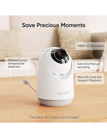 Bonoch BBM04 Portable Baby Monitor 5.5'' 1080p PTZ Camera & Local Storage No WiFi