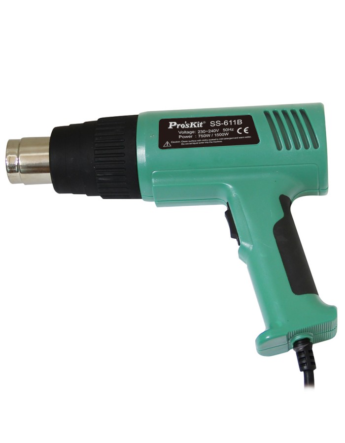 Proskit SS-611B Hot Air Gun 1500W Dual Temperature, Ceramic Heater & Double Insulated with Carry Case