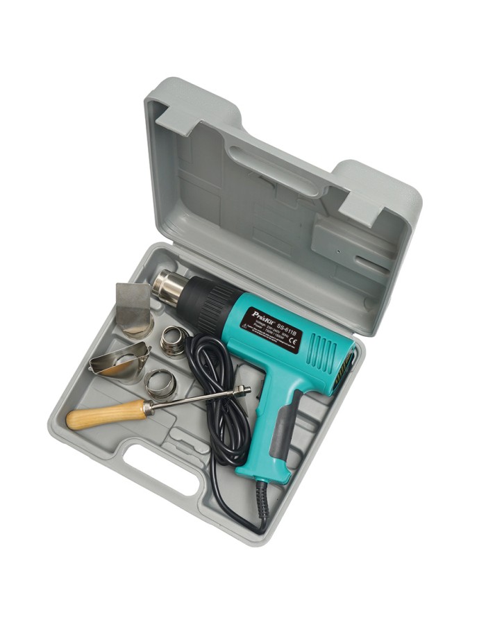 Proskit SS-611B Hot Air Gun 1500W Dual Temperature, Ceramic Heater & Double Insulated with Carry Case