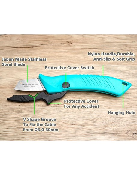 Proskit PD-992 Super Sharp Electricians Knife Anti Slip & Ergonomic with Dual Function Cover