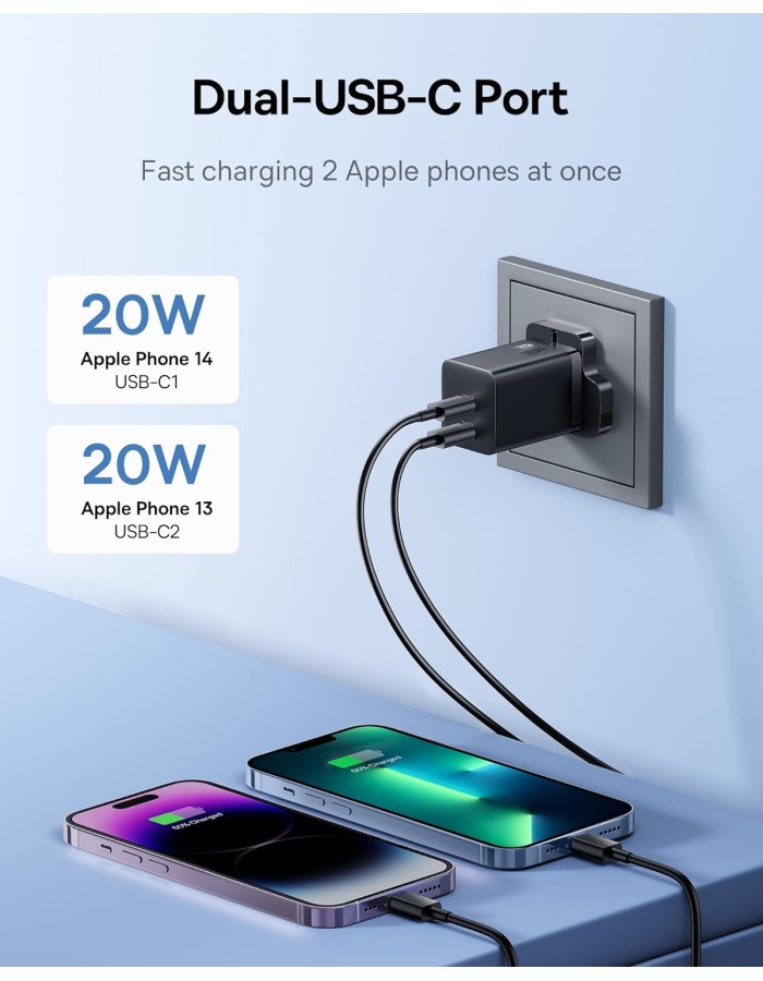 Baseus Charger Wall 40W USB-Cx2 UK MINI GaN5 Black