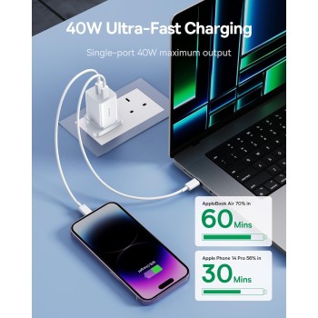 Baseus Charger Wall 40W USB-Cx2 UK MINI GaN5 White Baseus Charger Wall 40W USB-Cx2 UK MINI GaN5 White