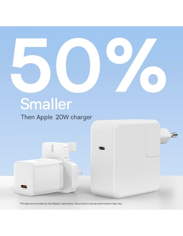 Baseus Charger Wall 30W USB-C UK MINI GaN5 White Baseus Charger Wall 30W USB-C UK MINI GaN5 White