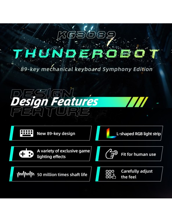 Thunderobot KG3089R Black Mechanical Gaming Keyboard 89 Blue Switch Keys