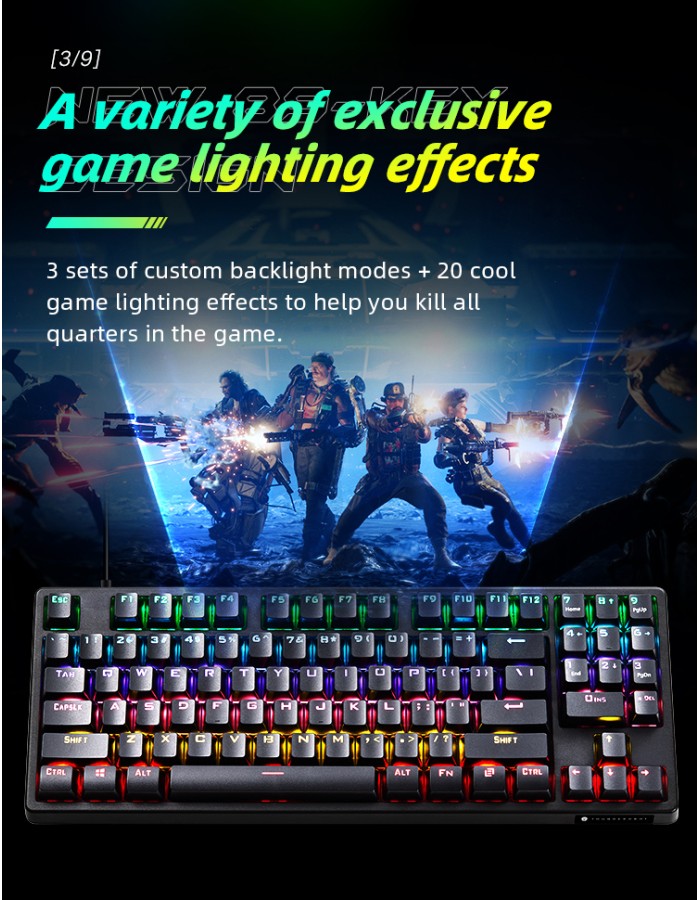 Thunderobot KG3089R Black Mechanical Gaming Keyboard 89 Red Switch Keys