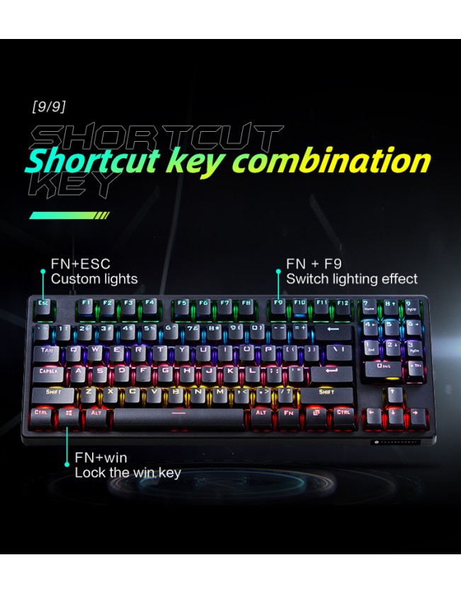 Thunderobot KG3089R Black Mechanical Gaming Keyboard 89 Red Switch Keys