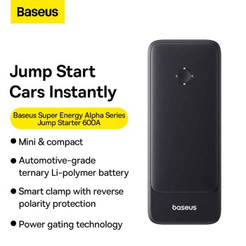 Baseus Car Jump Start Booster & Powerbank 6000mAh 600A ALPHA Black Baseus Car Jump Start Booster & Powerbank 6000mAh 600A ALPHA Black