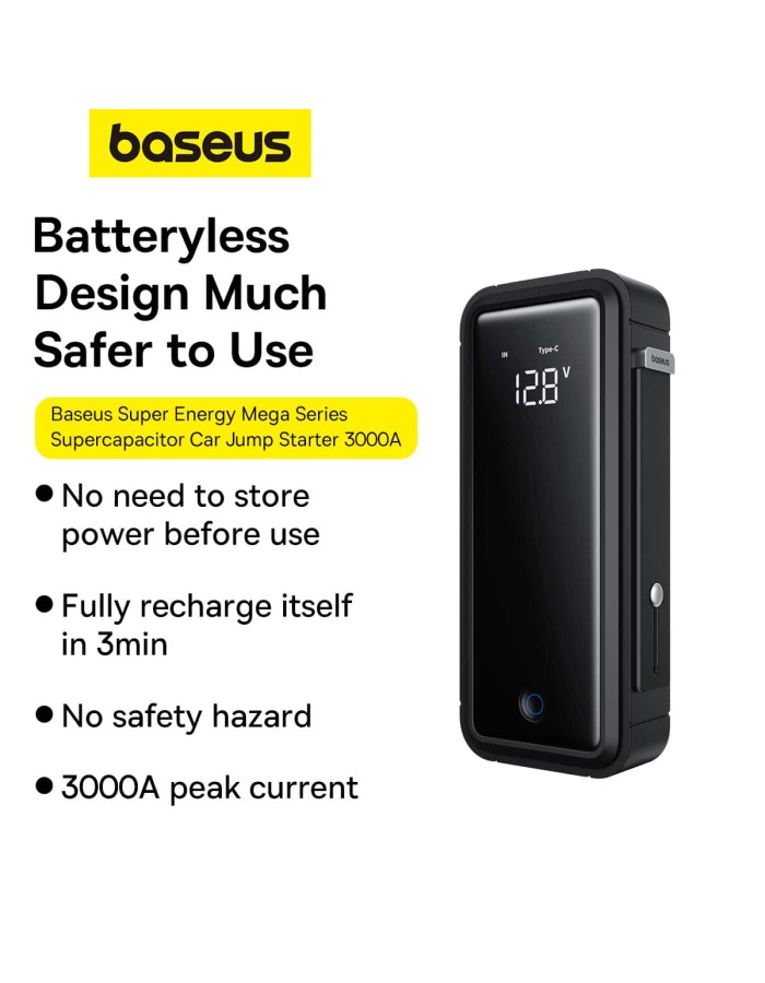 Baseus Car Jump Start Booster 3000A SUPERCAPACITOR Baseus Car Jump Start Booster 3000A SUPERCAPACITOR