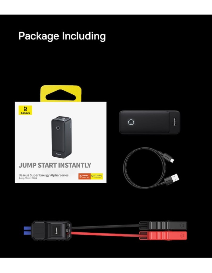 Baseus Car Jump Start Booster & Powerbank 6000mAh 600A ALPHA Black