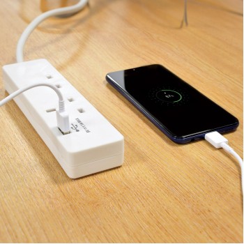 Mercury 2-Gang/Surge/2m 1xUSB Port 429.768UK