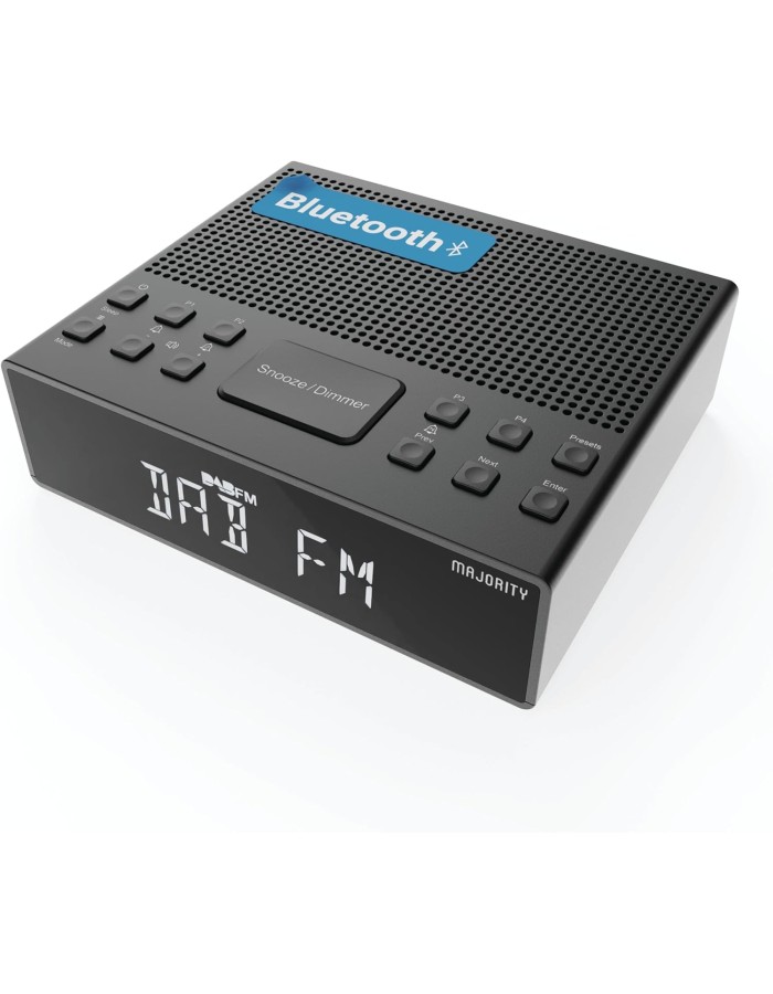 Majority KNAPWELL Bedside FM/DAB Radio Clock with Dual Alarm Bluetooth & USB Phone Charging Majority KNAPWELL Bedside FM/DAB Radio Clock with Dual Alarm Bluetooth & USB Phone Charging