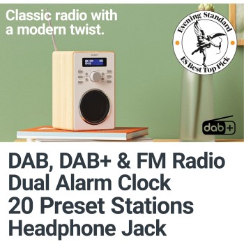 Majority BARTON FM/DAB Radio with Dual Alarm & LED Display (Walnut)