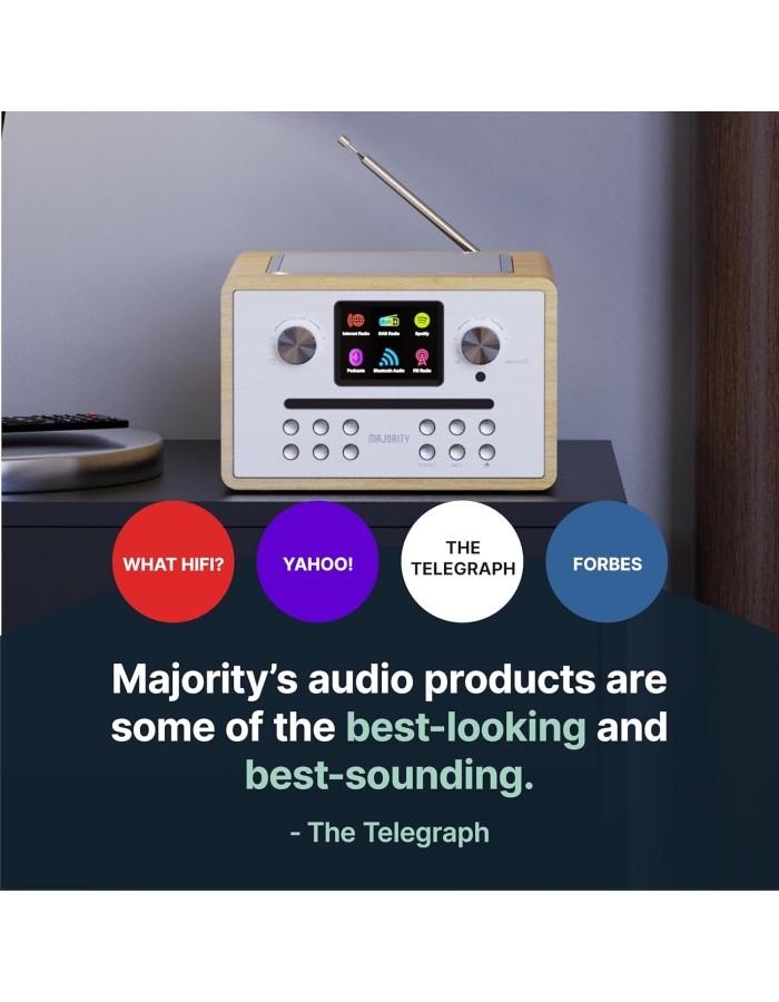 Majority HOMERTON 2 Mini HiFi with FM Radio, CD Player, Bluetooth, USB & Internet Radio Majority HOMERTON 2 Mini HiFi with FM Radio, CD Player, Bluetooth, USB & Internet Radio