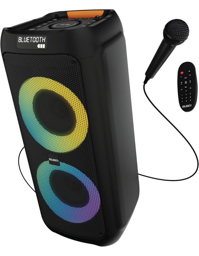 Majority P300 Portable Karaoke Speaker 300W Bluetooth USB FM Wired Mic Majority P300 Portable Karaoke Speaker 300W Bluetooth USB FM Wired Mic