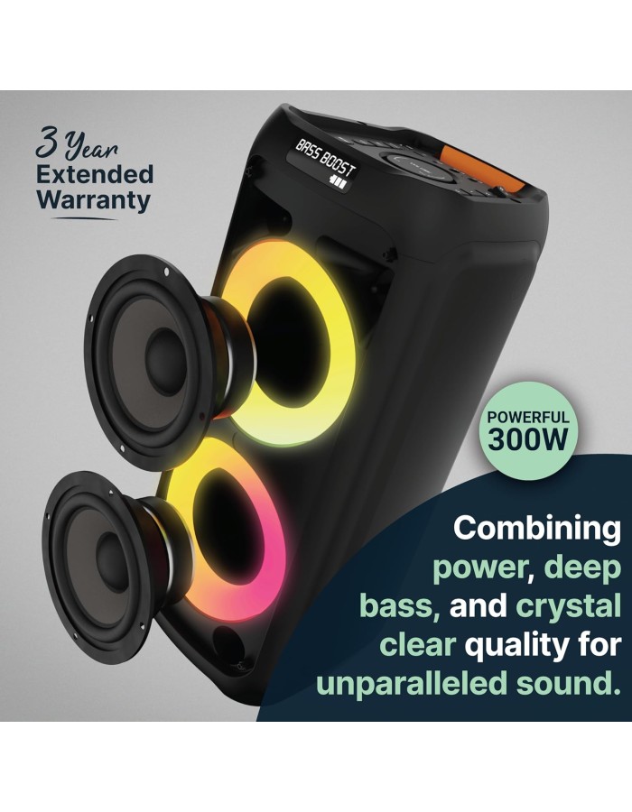 Majority P300 Portable Karaoke Speaker 300W Bluetooth USB FM Wired Mic Majority P300 Portable Karaoke Speaker 300W Bluetooth USB FM Wired Mic