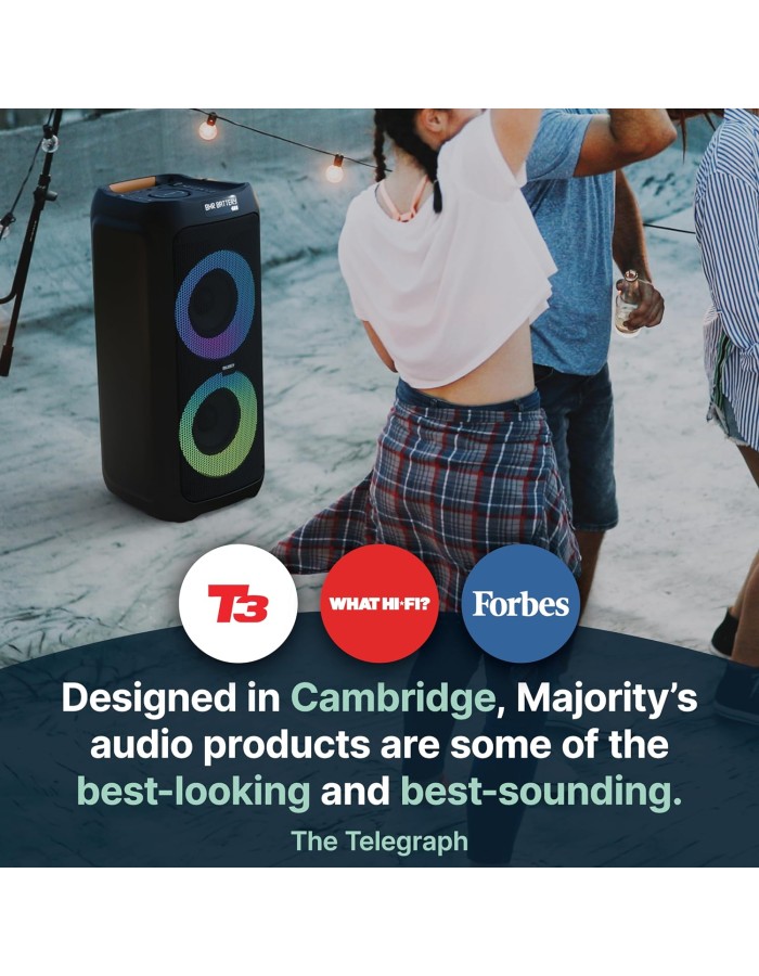 Majority P300 Portable Karaoke Speaker 300W Bluetooth USB FM Wired Mic Majority P300 Portable Karaoke Speaker 300W Bluetooth USB FM Wired Mic