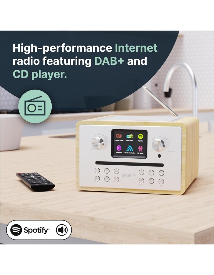 Majority HOMERTON 2 Mini HiFi with FM Radio, CD Player, Bluetooth, USB & Internet Radio Majority HOMERTON 2 Mini HiFi with FM Radio, CD Player, Bluetooth, USB & Internet Radio