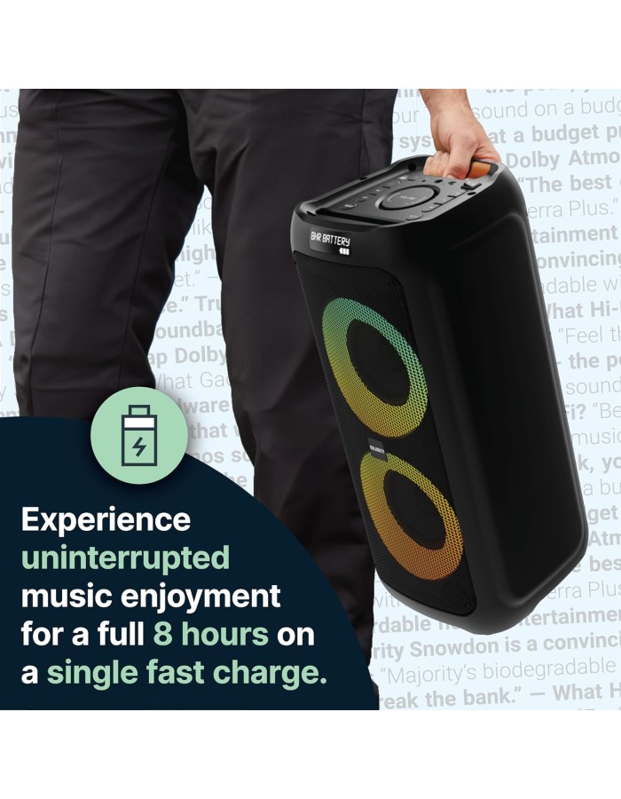Majority P300 Portable Karaoke Speaker 300W Bluetooth USB FM Wired Mic Majority P300 Portable Karaoke Speaker 300W Bluetooth USB FM Wired Mic