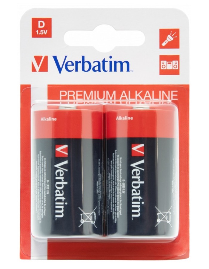 Verbatim Alkaline D 2pcs Batteries