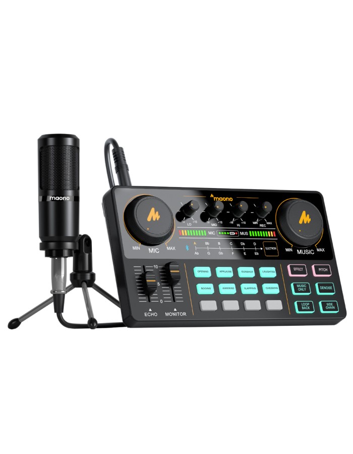 Maono AM200S1 Streaming Audio Mixer Console with Microphone Bundle
