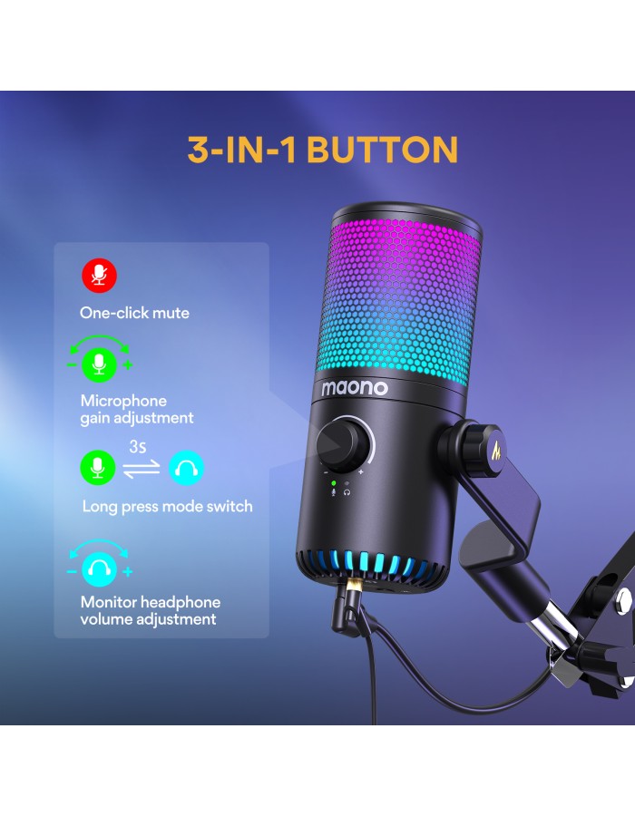 Maono DM30RGB Desktop Condenser Microphone with Controllable Lights Maono DM30RGB Desktop Condenser Microphone with Controllable Lights