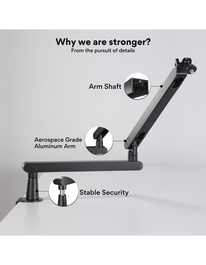 Maono BA92 Heavy Duty & Fully Adjustable Boom Arm Microphone Bracket
