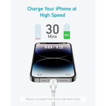 Anker Mobile Cable USB C to MFI 0.9m 322 White