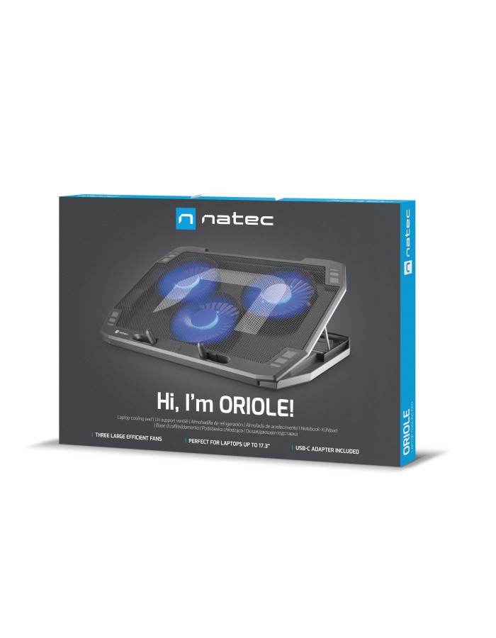 Natec ORIOLE Laptop Cooling Stand 17.3'' with 3 Fans/LED/2xUSB Natec ORIOLE Laptop Cooling Stand 17.3'' with 3 Fans/LED/2xUSB