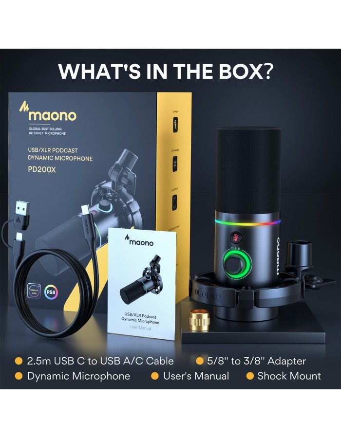 Maono PD200X USB/XLR Professional Dynamic Microphone Maono PD200X USB/XLR Professional Dynamic Microphone