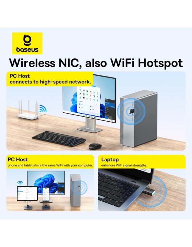Baseus WiFi USB Adapter 650Mbps with Build In Antenna Baseus WiFi USB Adapter 650Mbps with Build In Antenna