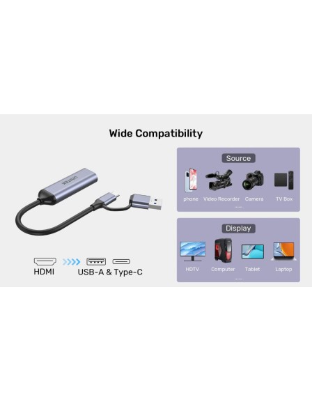 Unitek Capture Card HDMI to USB-C/A 1080p V1167A