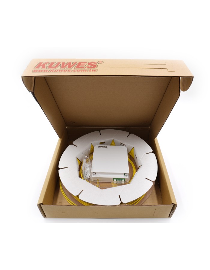 Kuwes Pre-Terminated Fiber Optic Outlet with Pigtail LC/APC SM Carton 30m