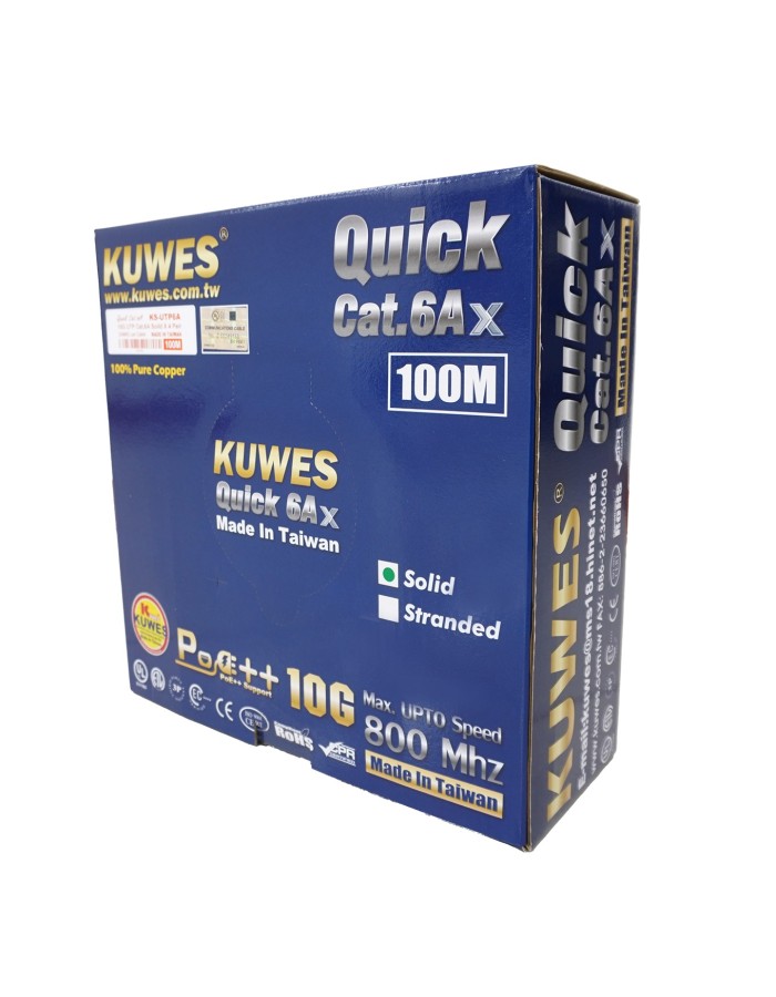 Kuwes CAT6A UTP Pure Copper Indoor 100m Grey