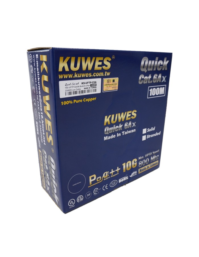 Kuwes CAT6A FTP Pure Copper Indoor 100m Grey