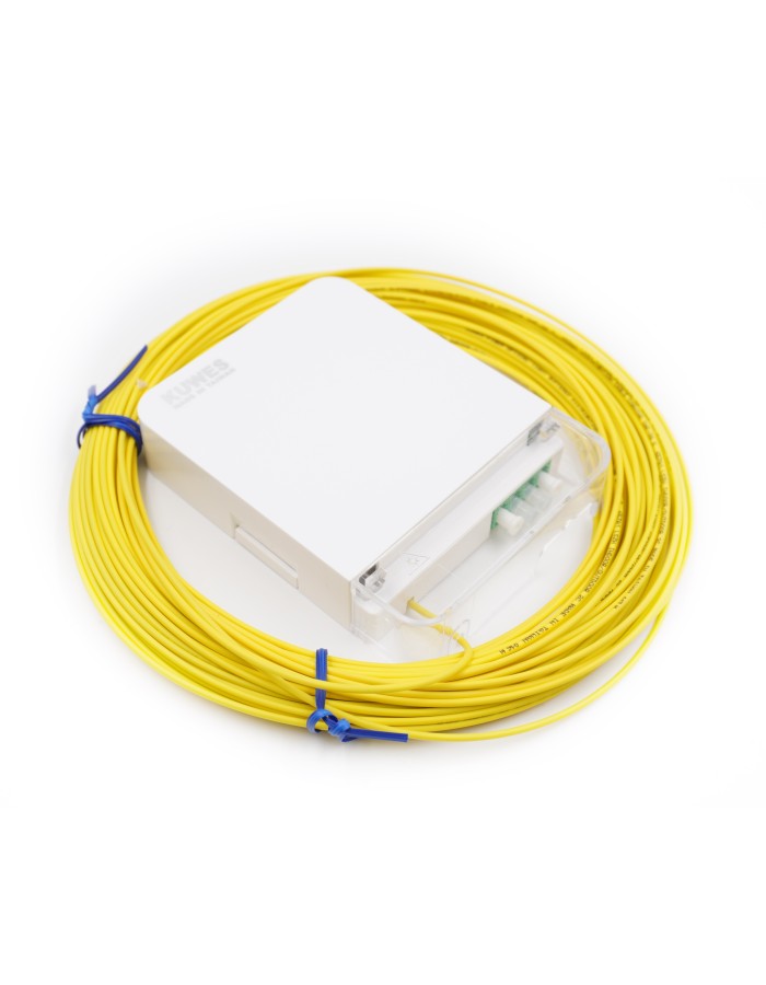 Kuwes Pre-Terminated Fiber Optic Outlet with Pigtail LC/APC SM Carton 40m