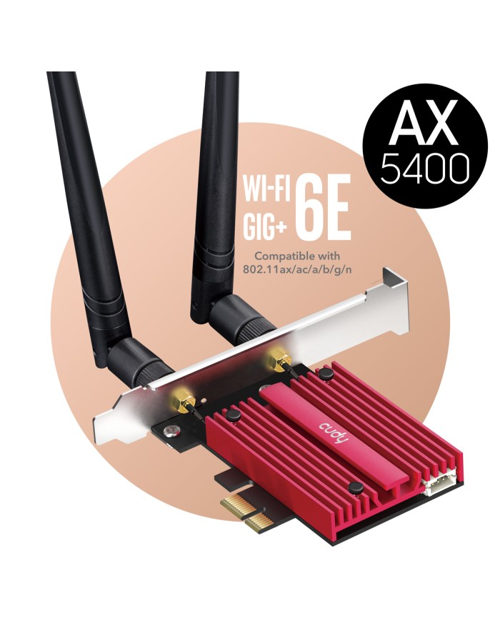 Cudy PCIe Adapter AX5400 Tri-Band Wi-Fi 6E Bluetooth 5.2 WE3000S