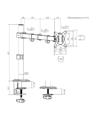 Brateck Single Arm Monitor Mount LDT66-C012 Brateck Single Arm Monitor Mount LDT66-C012