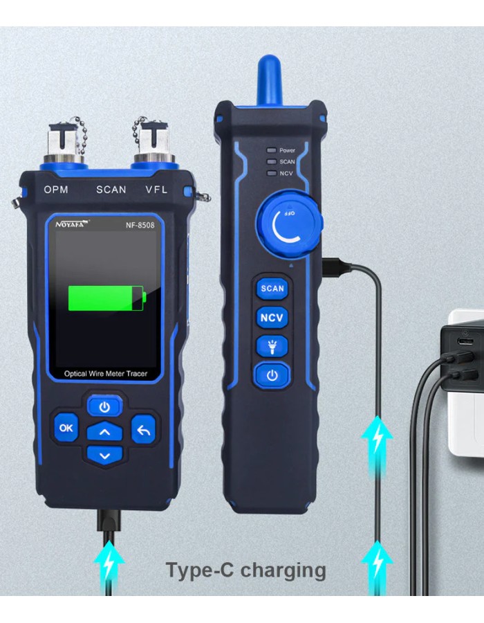 Noyafa Multi-Function Cable Tester with RJ11/RJ45, PoE, Fiber Optic OPM/VFL, NCV & Cable Length Measurement NF-8508 Noyafa Multi-Function Cable Tester with RJ11/RJ45, PoE, Fiber Optic OPM/VFL, NCV & Cable Length Measurement NF-8508