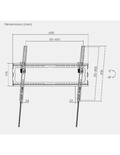 Brateck TV Mount 60x40 Tilt 45kg KL32-46T Brateck TV Mount 60x40 Tilt 45kg KL32-46T