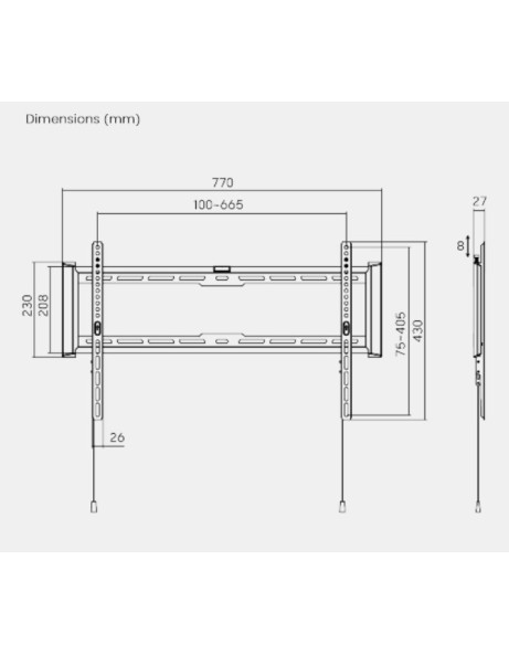 Brateck TV Mount 60x40 Fixed 75kg LP77-46F