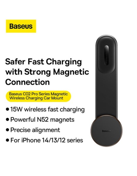 Baseus C02 Pro Wireless Dashboard Magnetic Car Charger Black Baseus C02 Pro Wireless Dashboard Magnetic Car Charger Black