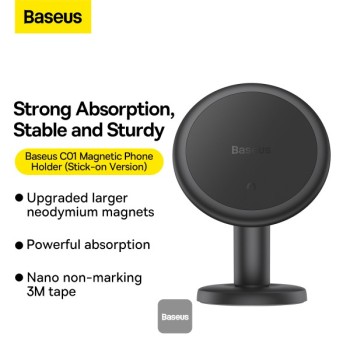 Baseus C01 Car Dashboard Magnetic Stick-On Phone Mount Black Baseus C01 Car Dashboard Magnetic Stick-On Phone Mount Black