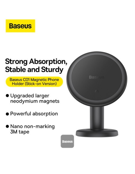 Baseus C01 Car Dashboard Magnetic Stick-On Phone Mount Black Baseus C01 Car Dashboard Magnetic Stick-On Phone Mount Black