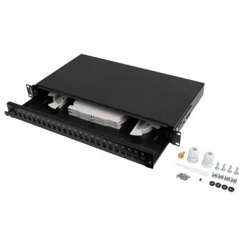 Lanberg Fiber Optic ODF for 24xSC Simplex or 24xLC Duplex Adapters R/M Metal Black