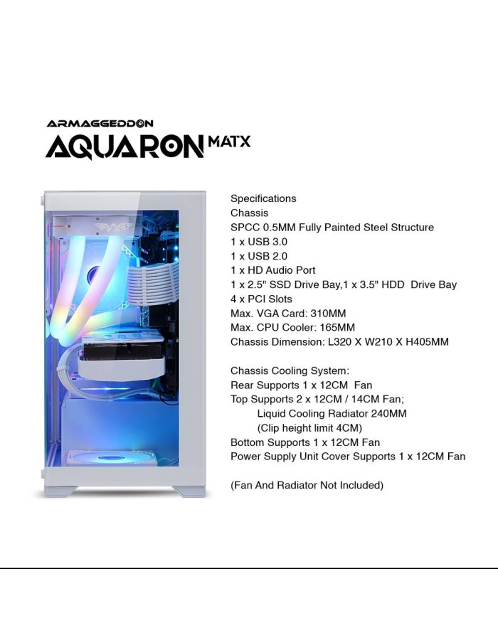 Armaggeddon Aquaron Micro ATX Gaming Case Black